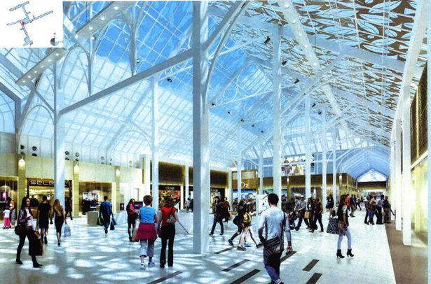 An artist's impression of The Mall Camberley's main square after the refurbishment